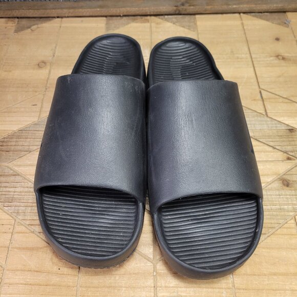 Nike Sandals Mens 12 Womens 13 Calm Slides Black Open Toe Comfort Slip On - Picture 3 of 13
